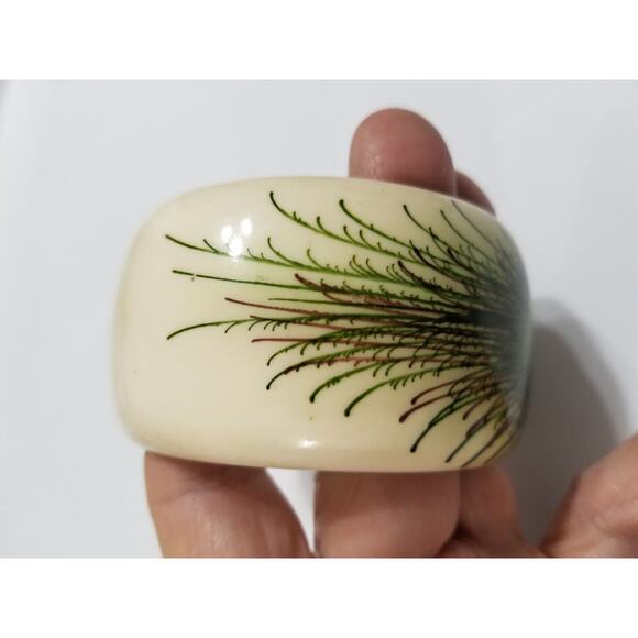 2 1/2" peacock feather bangle bracelet one and three quarters wide b48 - Picture 7 of 11